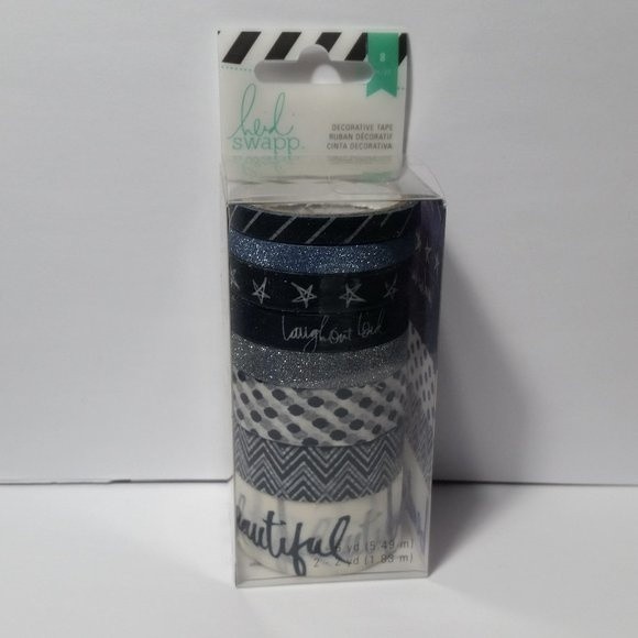 Washi Tape Glitter Navy Blue White Paper Crafts Card Making - Picture 1 of 6